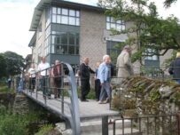Some of the first users of the 'Wood Shaving' bridge - Pic LDNP Some of the first users of the 'Wood Shaving' bridge - Pic LDNP